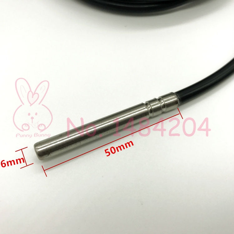 Waterproof DS18b20 Digital Temperature sensor 6mm*50mm Stainless Steel probe programmable ds 18b20 2m 1m 3m 5m