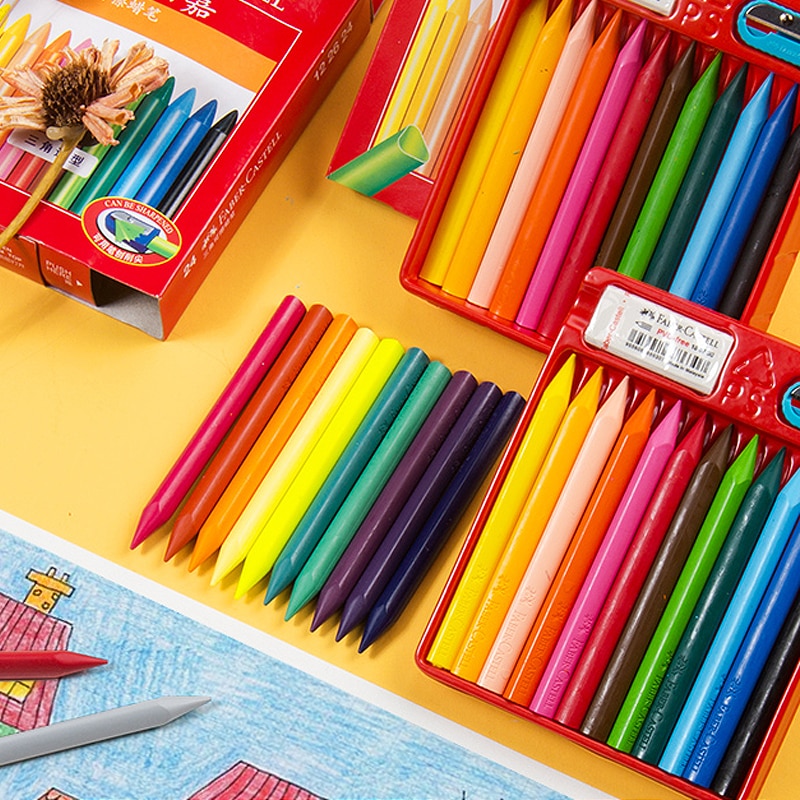 24- farvet trekant slettelig farveblyant graffiti farve pensel kontor skole børns maleri forsyninger børn farveblyanter pastel