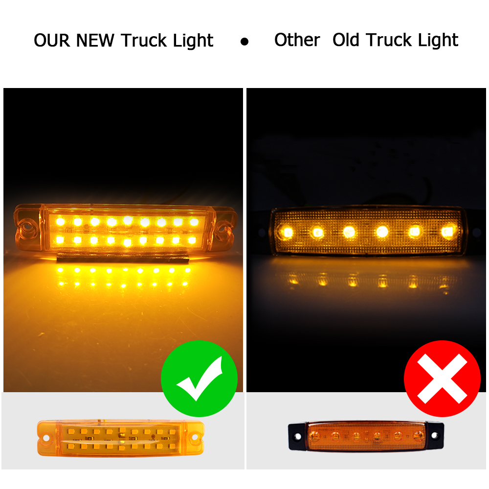 18 LED-Leuchten für LKWs, 12 V, 24 V, seitliches Signallicht, LKW-Anhänger, Warnung, Notfalllampe, Autozubehör, verrotten, Weiß, Gelb, Blau
