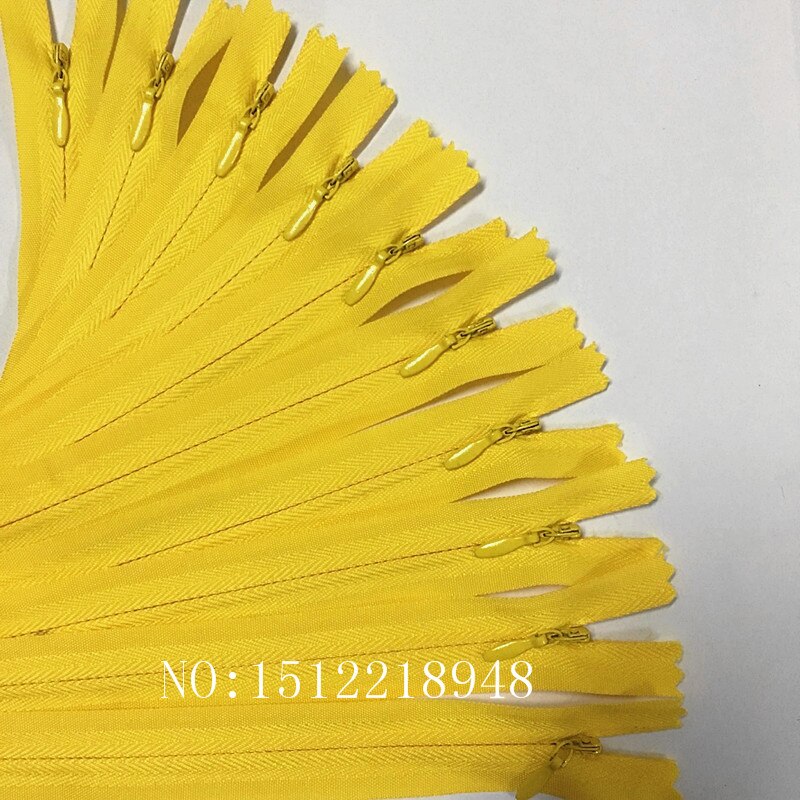 50 stücke Bunte Nylon 3 # Geschlossenen Ende Unsichtbaren Reiß 12 zoll (30cm) schneider Nähen Handwerk 20 Farbe: Gelb