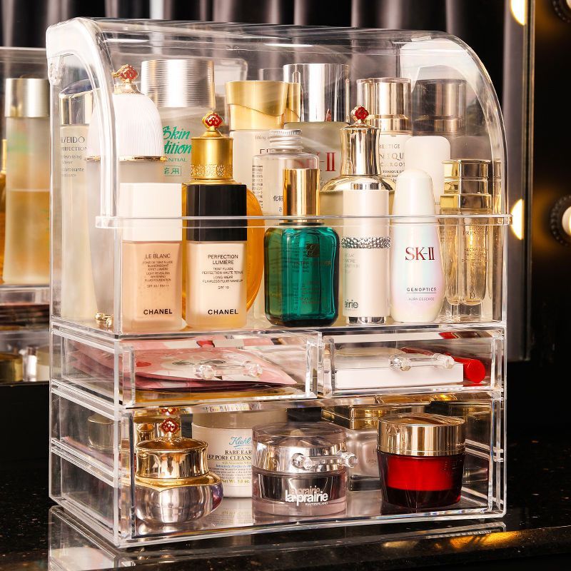 Drawers Makeup Organizer With Lid Clear Jewelry Storage Box Large Storage Case Clear/Transparent Desk Organizer
