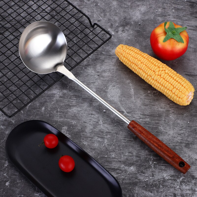 Anti-Brandwonden Lange Handvat Koken Kookgerei Roestvrij Staal Koken Turner Schop Spatel Keuken Tool Voor Non-stick Pan rijst Lepel: Spoon