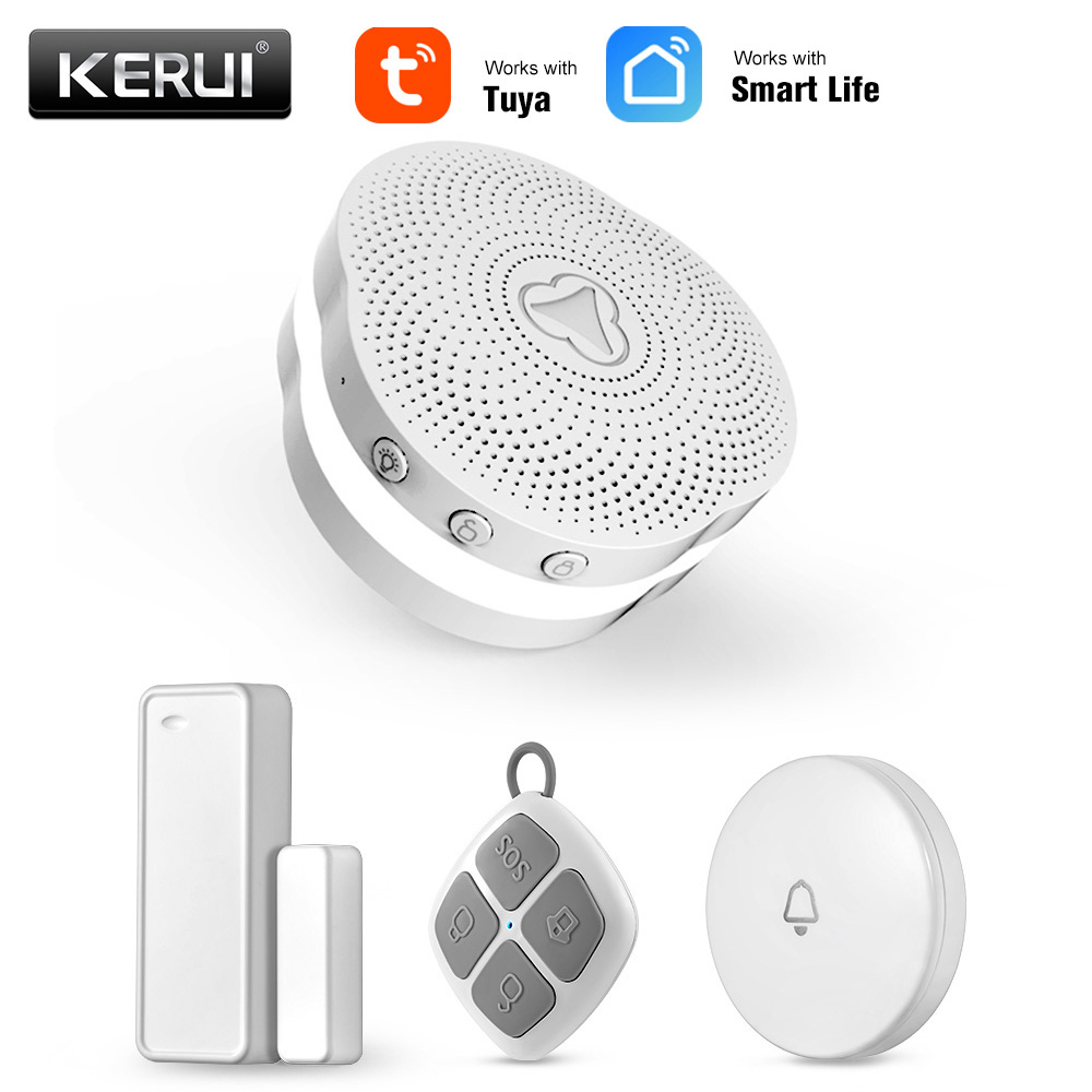 Sistema de alarma de seguridad KERUI Tuya WIFI multifuncional funciona con asistente de Google/luz nocturna de Control inteligente Alexa: KIT 2