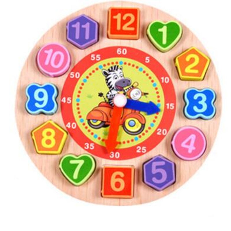 Montessori Giocattolo Animale Del Fumetto Educativo di Legno In Rilievo Orologio Digitale Puzzle Divertente Gadget Della Novità Giocattolo Interessante Per I Bambini: zebra