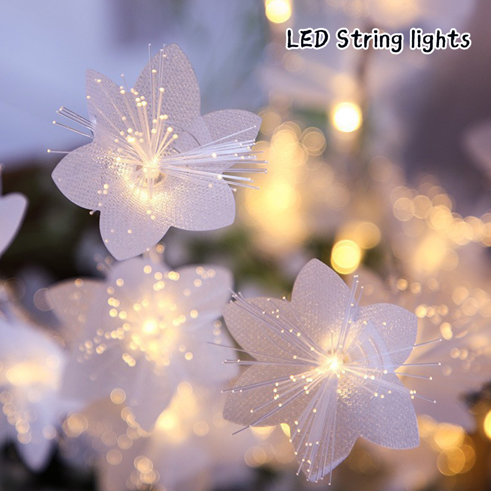 2/3M LED Glasvezel Fairy Light Batterij-aangedreven Garland Kerst Decoratie Party Nieuwjaar Decor Kunstbloemen Festoen