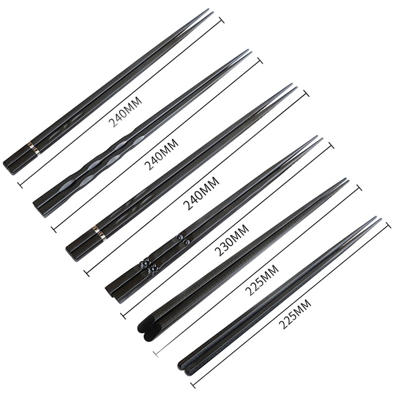 Palillos japoneses de fibra de vidrio antideslizantes para Sushi, palillos chinos reutilizables de aleación, chino, 1 par