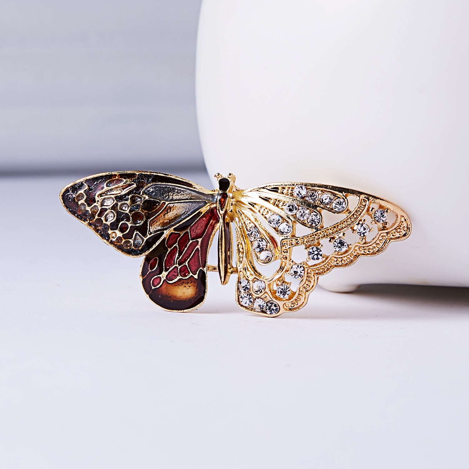 Vallen Kleurrijke Parel Enamel Broches Voor Vrouwen Grote Vlinder Broche Pin Banket Strass Accessoires Insect Broche: BC18Y0166