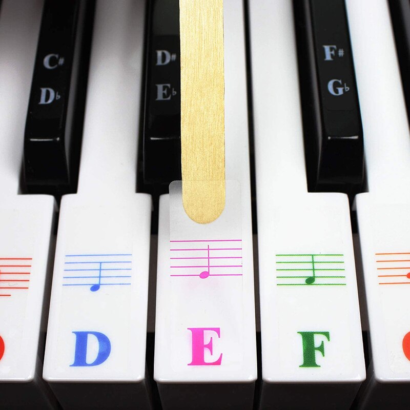 61 Key Color Piano Letter Notes Stickers Keyboard Hand Roll Piano Keyboard Transparent Stickers Notation Transparent
