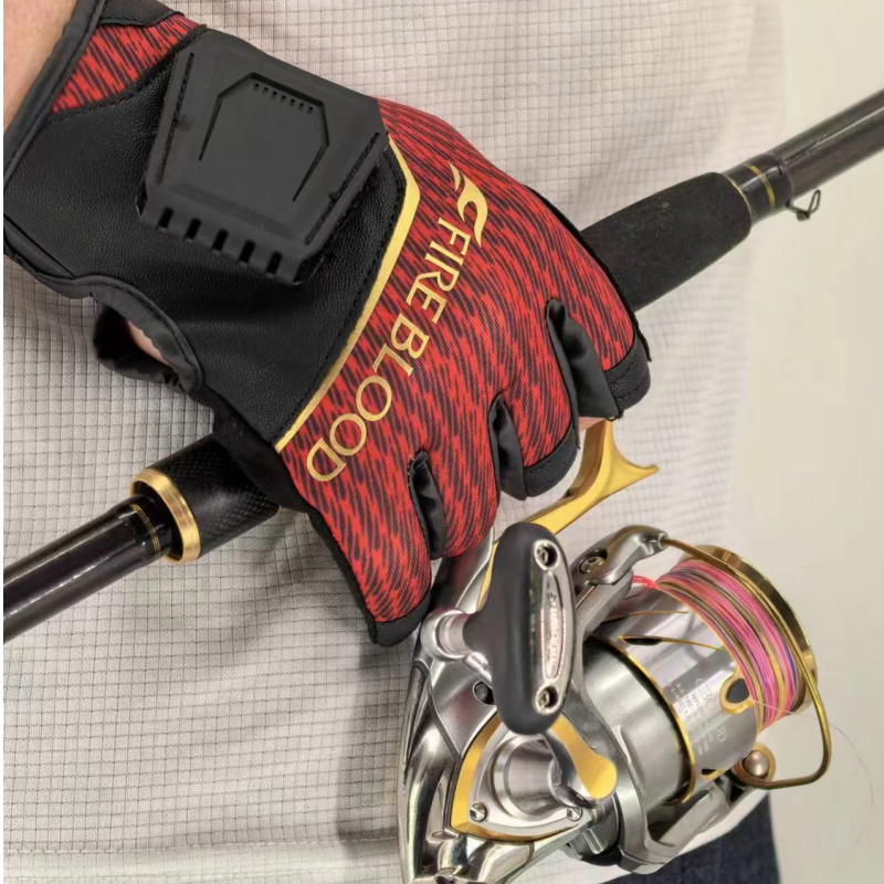 Fireblood fiskehandskar för män stenfiske halvfinger trefingers pu-läder lätta halkfria handskar gl -110v