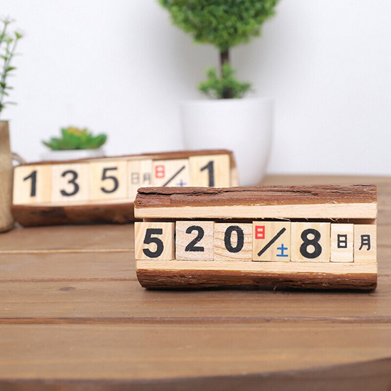 ¡Oferta! 1 Uds., calendario pequeño de madera maciza Manual , calendario de cuenta atrás, decoración de escritorio, adornos artesanales de madera para decoración del hogar