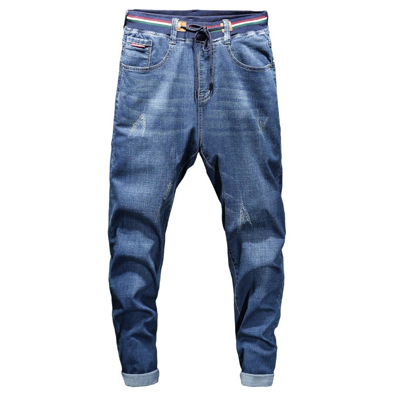 Jean grande taille élastique pour homme, pantalon ample, droit, extensible, bleu Denim, grande taille 8XL, printemps automne