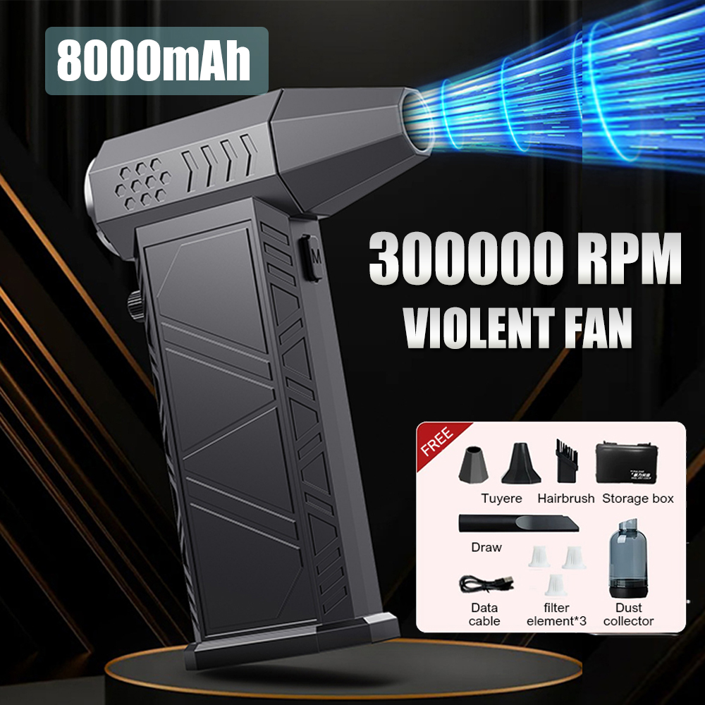 Souffleur à Jet Turbo 300000 RPM puissant ventilateur d'air moteur sans brosse Turbo ventilateur 8000mAh Souffleur Air Puissant ventilateur de voiture