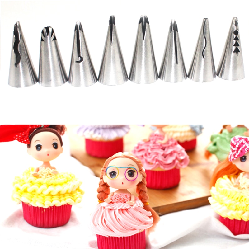 10 Stks/set Wedding Cake Decorating Icing Rvs Russische Rok Taart Nozzles Piping Tips Gebak Siliconen Cake Zakken