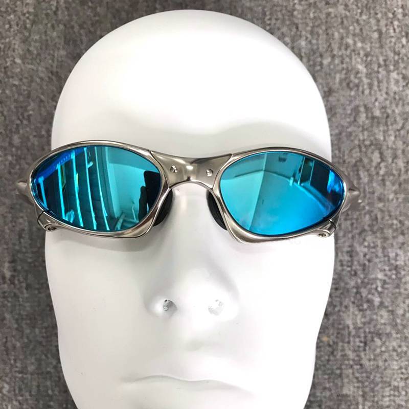 MTB Man Polarized Sunglasses Cycling Glasses UV400 Fishing Sunglasses Metal Bicycle Goggles Cycling Eyewear Riding Glasses H8-3: SKY BLUE