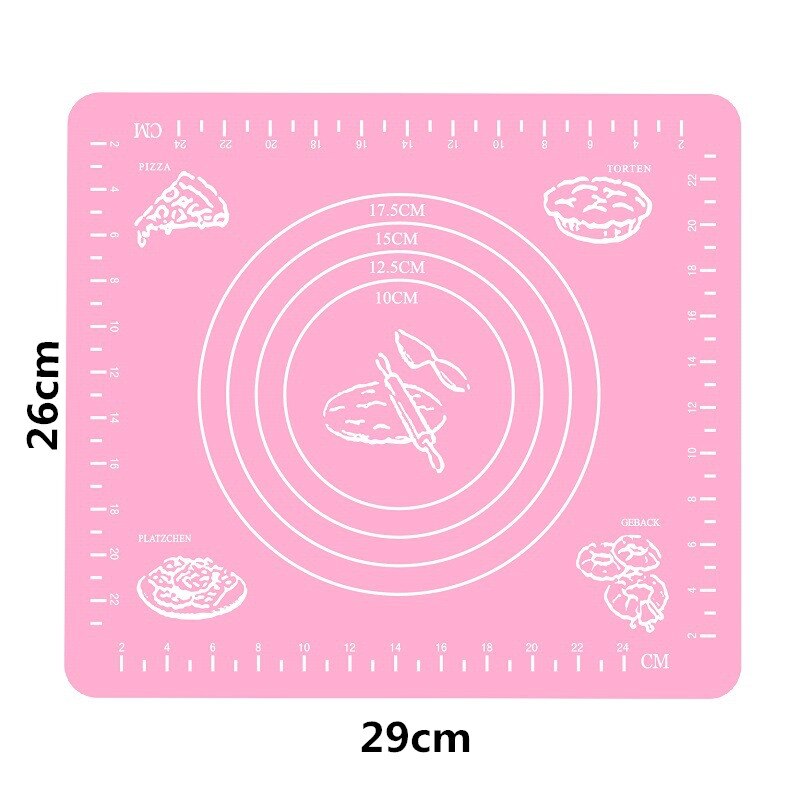 30 x 40cm silikonmatte kjøkken eltedeig bakematte matlaging kake bakverk ikke-pinne rullende deigputer verktøy ark tilbehør: 26 x 29cm rosa