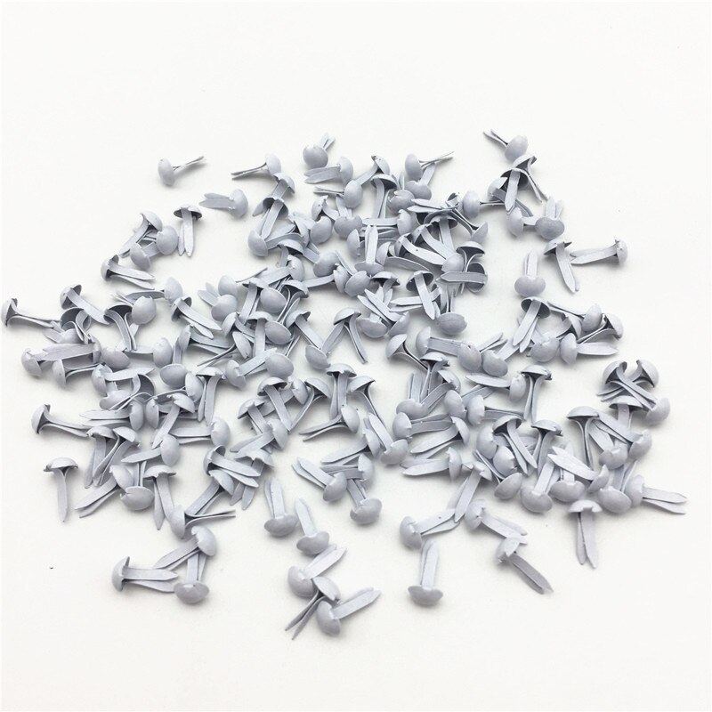 100Pcs 4.5X8Mm Ronde Mini Ijzer Brads Voor Stempelen Versiering Scrapbooking Diy Ambachten Zilver Goud Zwart Wit messing 5 Kleuren