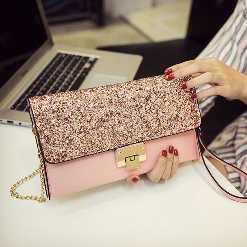 Clutch Een Schouder Dames Diagonaal Bag Zak Sequin Koreaanse Persoonlijkheid Clutch Diner Tas Clutch: Pink