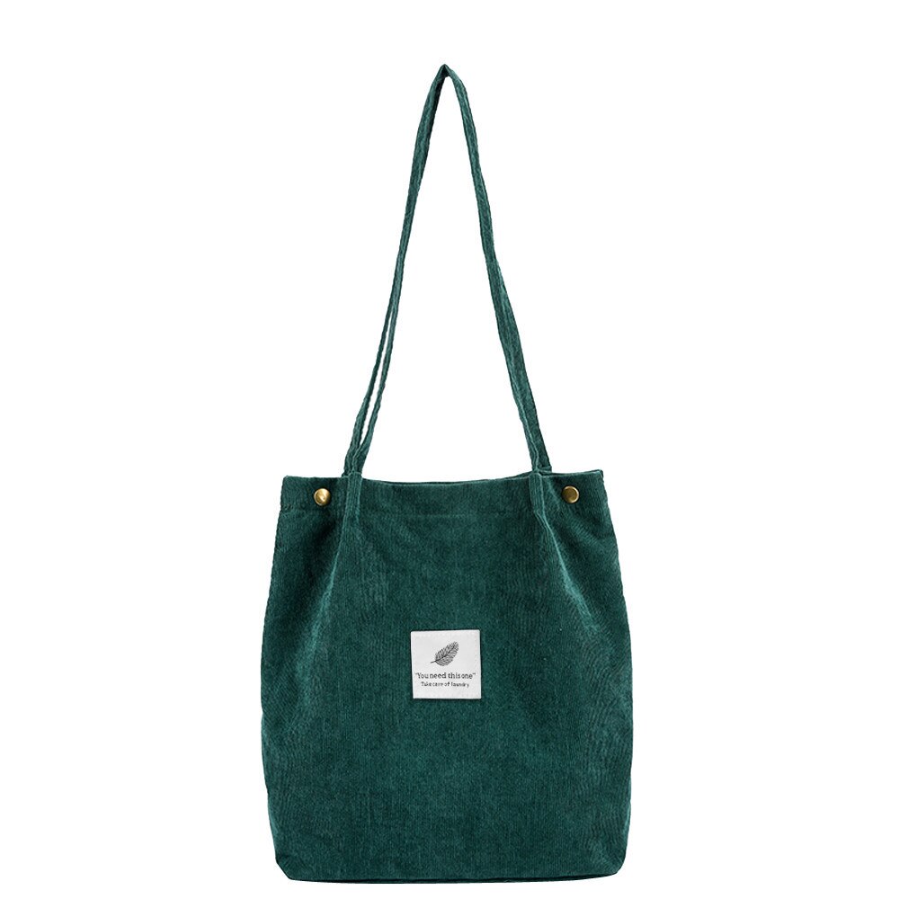 Large Capacity Ladies Corduroy Women Bag Shoulder Bag Casual Canvas Bag Soft Women's Handbag Bags Bolso Mujer #SRN: green