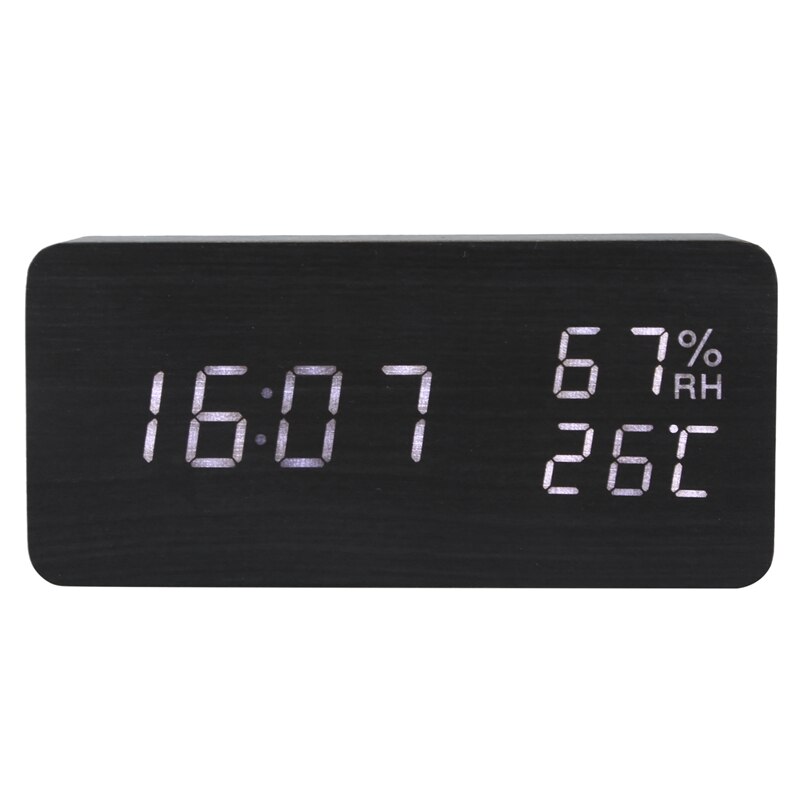 Reloj despertador Led moderno, relojes de mesa electrónicos con temperatura y humedad digitales de escritorio, subtítulos en blanco y negro