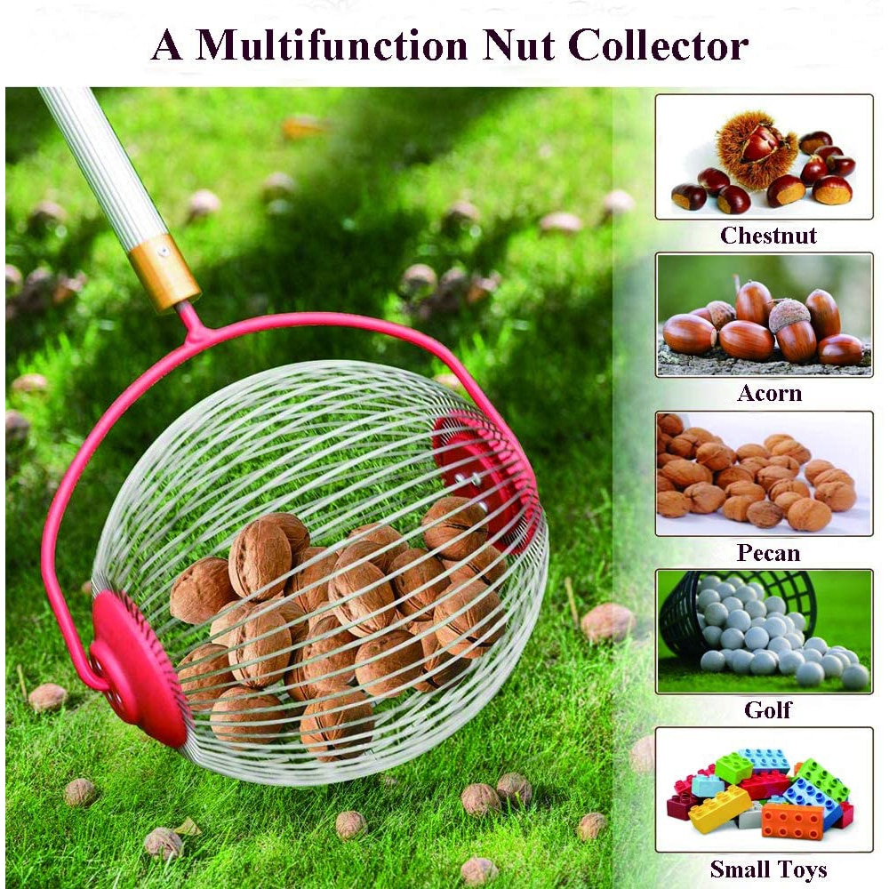Nut Collector Head Red Nut Gatherer Strong Sturdy Durable Fruit Picker Rolling Harvester Golf Collector Garden Tool