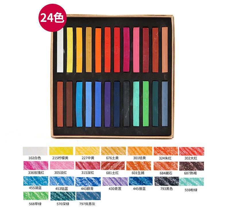 12/24/36/48 Colors Painting Crayons Soft Pastel Art Drawing Set Chalk Color Crayon Brush Stationery: 24 colors
