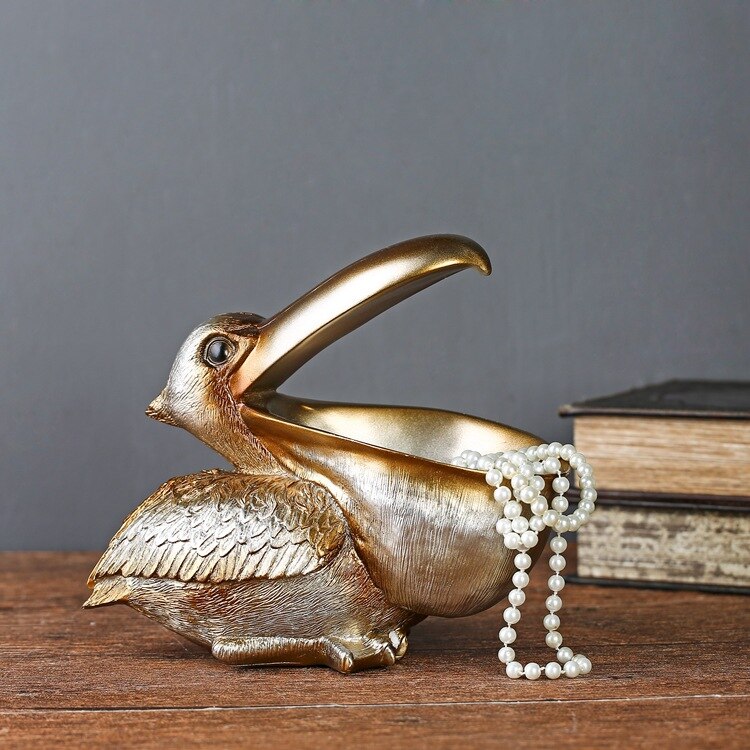 Nordic Toekan Ornament Decoratie Sieraden Sleutel Opslag Hars Grote Vogel Ambachten Decoratie Woonkamer Entree Kantoor Tafel standbeeld: champagne