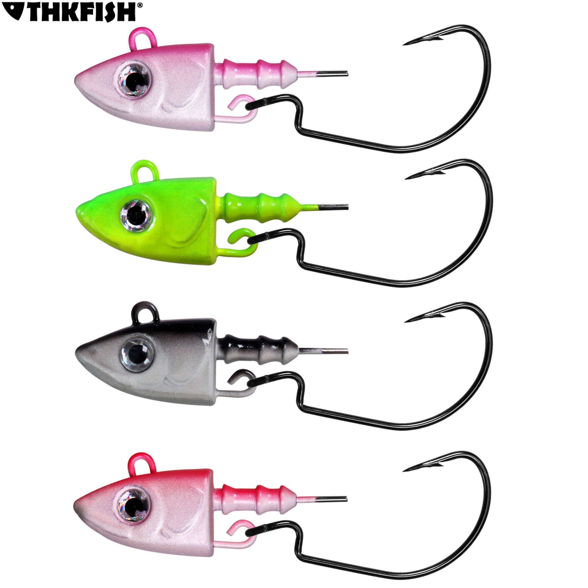 THKFISH – hameçons de pêche à tête plombée, 2 pièces, 10g 12g 25g, têtes de gabarits oculaires, appât dur # Crochet barbelé en acier à haute teneur en carbone 3/0 pour vers souple