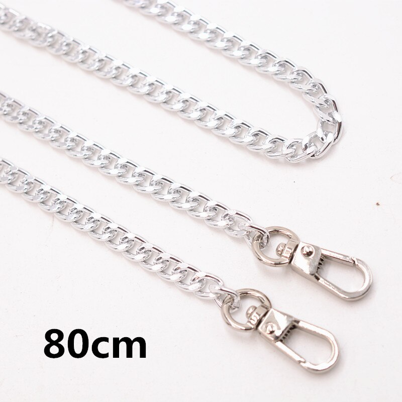 Correa de cadena de Metal para bolso de 40-160cm, accesorios de cadena de alunimium para bolso, piezas para mochilas, accesorios de repuesto DIY: 80cm silver