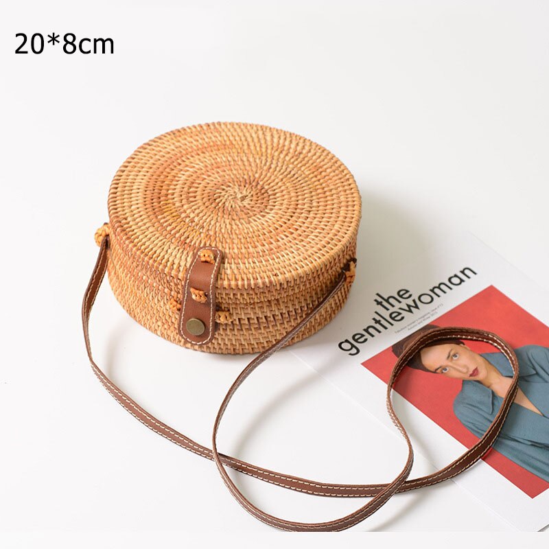 Sac de plage sacs à bandoulière en paille femmes sacs à Main en rotin tissé Sac à Main pour dames ronde sacs à Main en rotin femmes cercle Sac de paille: big