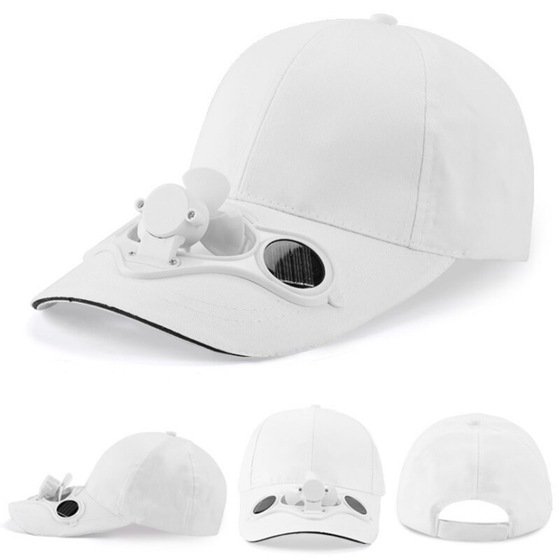 Summer Outdoor Sport Hats Sun Protection Cap With Solar Cool Fan Sunscreen Solar Powered Fan Hat Bicycling Climbing Baseball Cap: White
