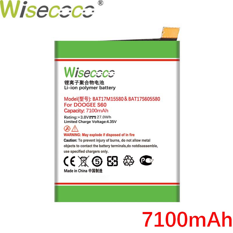 WISECOCO 7100mAh BAT17M15580 BAT173605580 Batterie Für Doogee S60 auf lager Neueste Produktion Batterie +