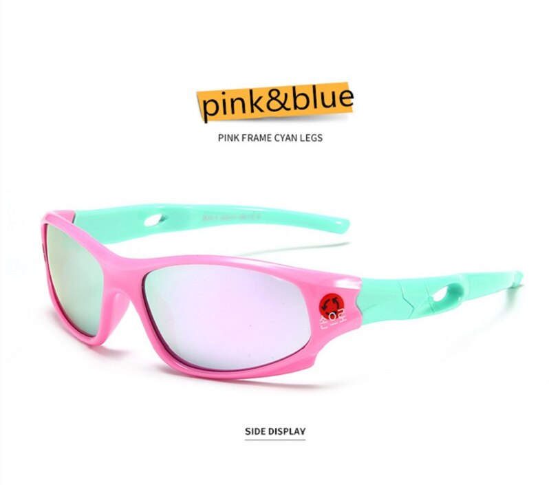 Kids Sport Cycling Fish Sunglasses Uv400 Protection Eyewear Boys Girls Outdoor Sun Glasses Coating Film Children Glasses: pinkblue