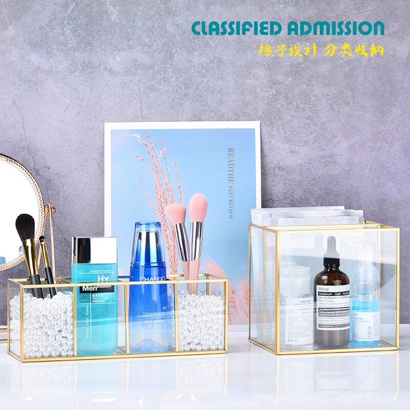 Helder Glas Make-Up Doos Cosmetische Opbergdoos Make Borstels Organizer Potlood Lipstick Houder Makeup Tools Organizer Case WJ602