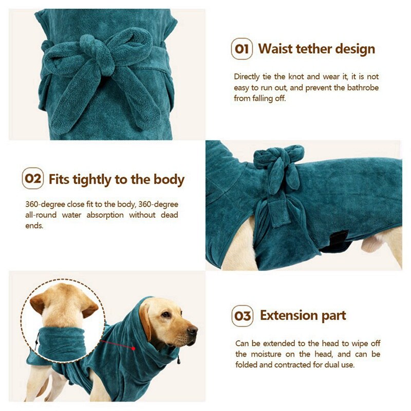 Hundekåpe kjæledyr hund badehåndkle for små mellomstore hunder mikrofiber superabsorberende kjæledyr tørkehåndkle