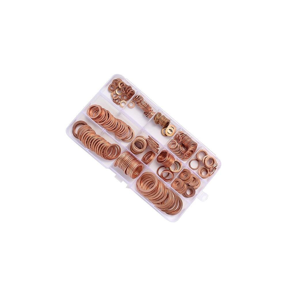 Juego surtido de juntas de arandela de cobre de 280/200 Uds., Kit surtido de juntas planas M5-M20 con caja para accesorios de Hardware