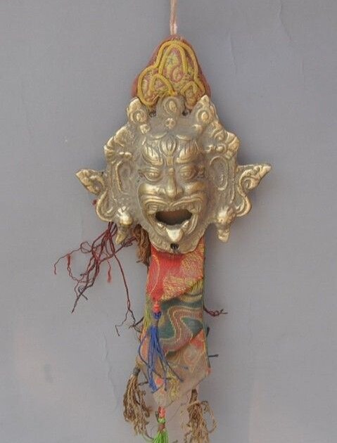 Tibetaans Boeddhisme oude brons koper zijde Exorcisme Mage standbeeld Amulet Hanger
