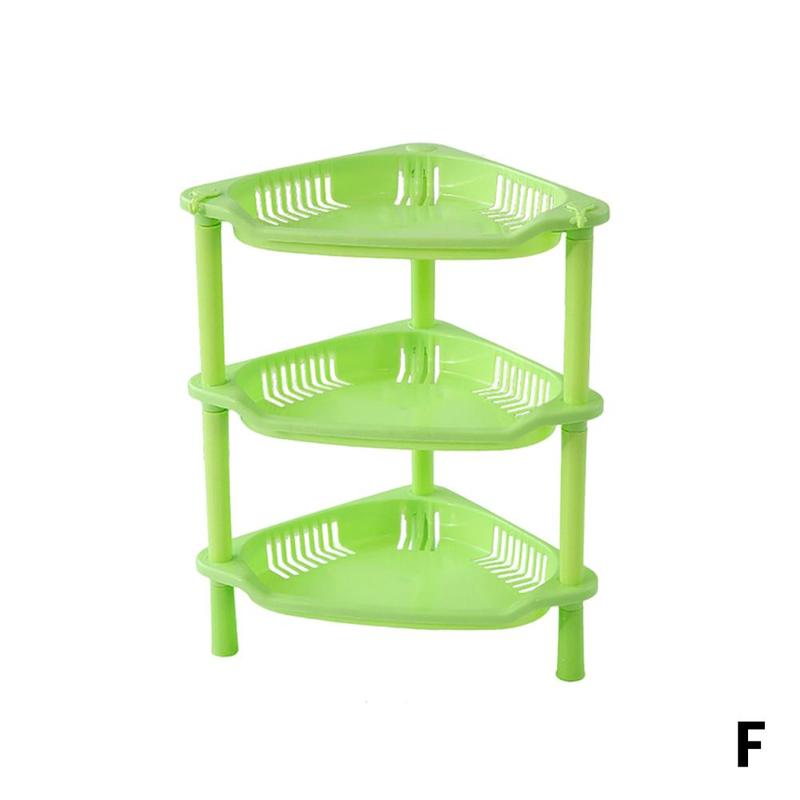 3 Layers Kitchen Organizer Storage Rack Holder Organization Sundries Shelf Assembled Plastic Storage Bathroom H7J7: Green 2