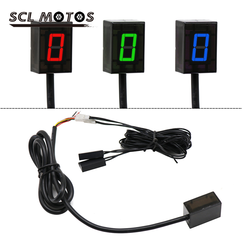SCL MOTOS-indicador de marcha Digital Universal para motocicleta, 6 velocidades, pantalla LED, palanca de cambios, soporte magnético para indicador de marcha