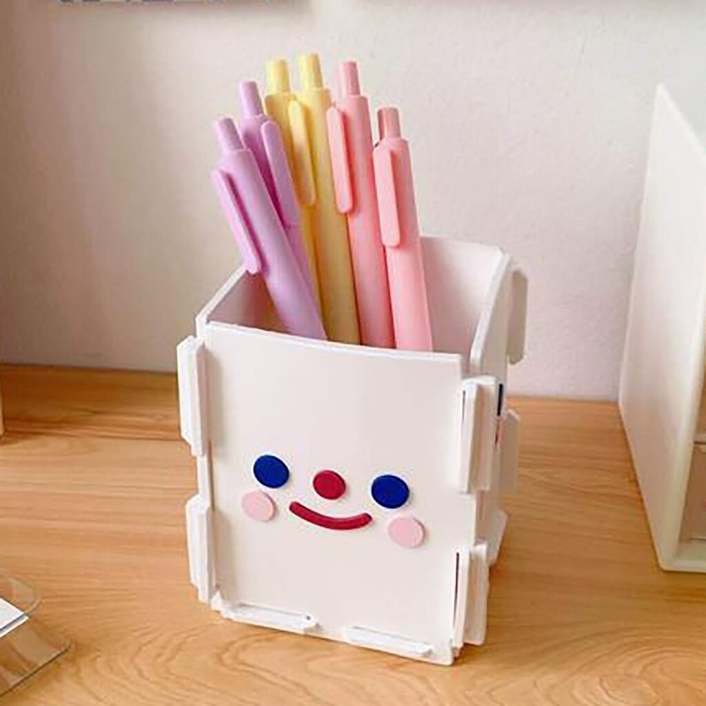 desk pencil case multifunctional makeup brush storage Desk pencil holder rack office pencil case pot Pencil jar: GD