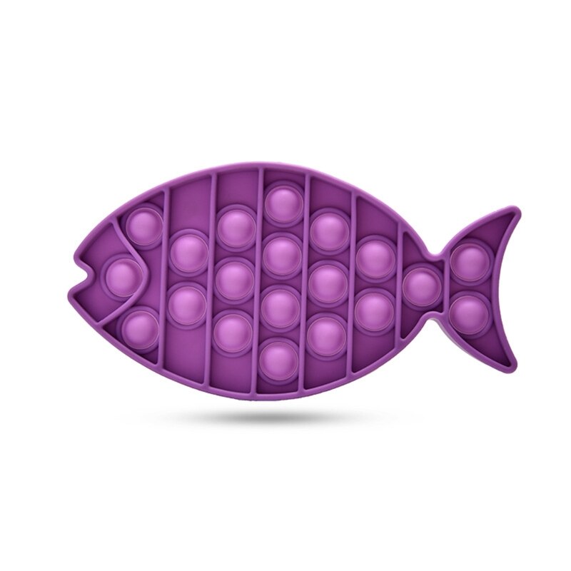 Leuke Vis Vorm Pops Het Fidget Push-Pop Bubble Zintuiglijke Squeeze Speelgoed Grappige Angst Stress Relief Voor Kids Volwassenen: purple