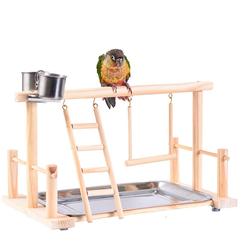 Bird training supplies solid wood interactive parrot stand small and medium parrot ladder scrub station bar bird shelf MJ707
