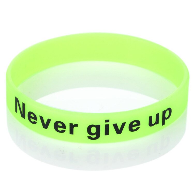1pc mænd mand kvinder kvinde unisex ét liv én chance giv aldrig op jeg lover motivation sport silikonegummi armbånd armbånd: Antik bronze belagt