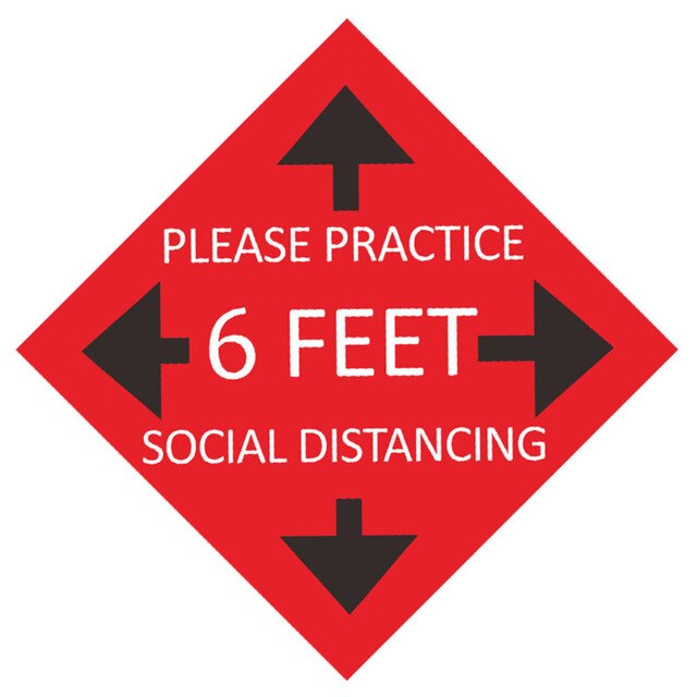 5pc Public Area Social Distancing Floor Sticker Waterproof Self Adhesive Safety Floor Sign Sticker for Crowd Control Guidance: 7 / Diameter 17cm