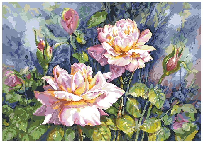 Top smuk dejlig tællet korssting kit dana's roser dana rose blomst blomster plante 45962