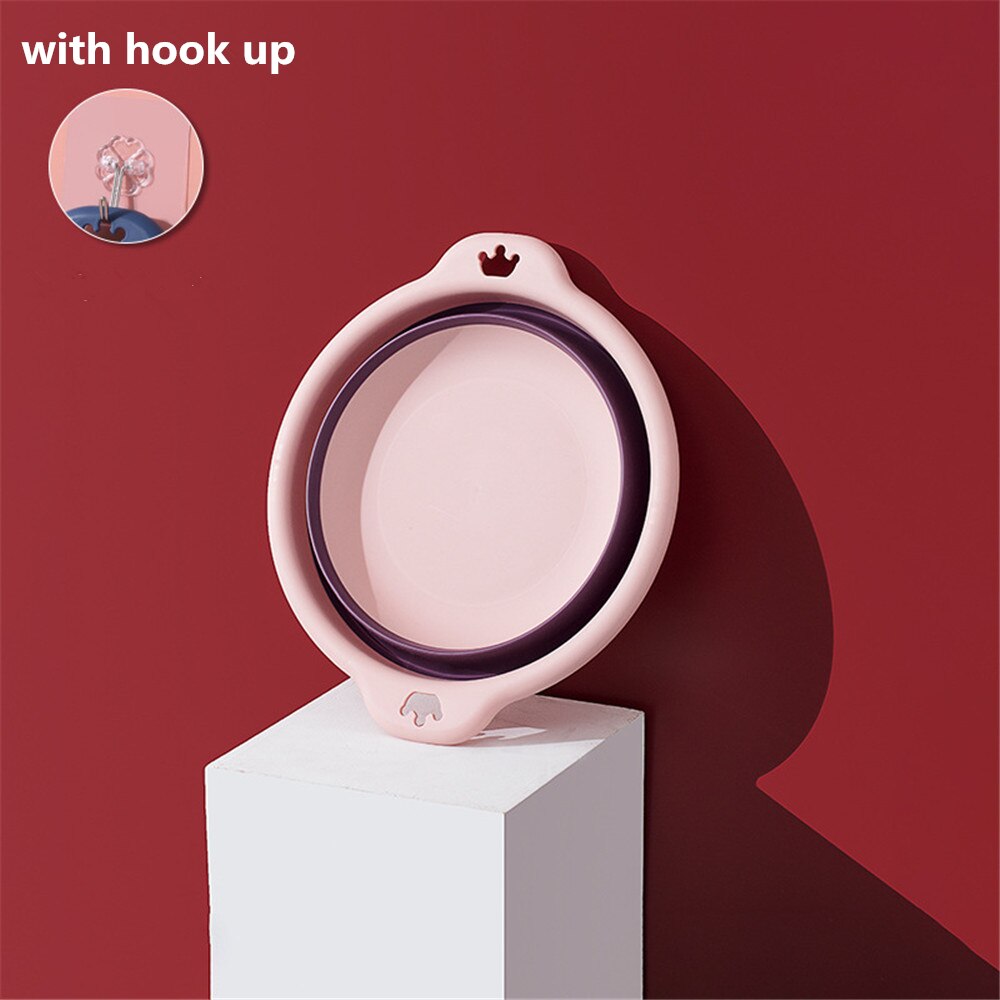 Multi-purpose Folding Wash Basin Portable Hanging Foldable Dish Travel Camping Picnic Cleaning Tools Bathroom Kitchen Basins: Pink S