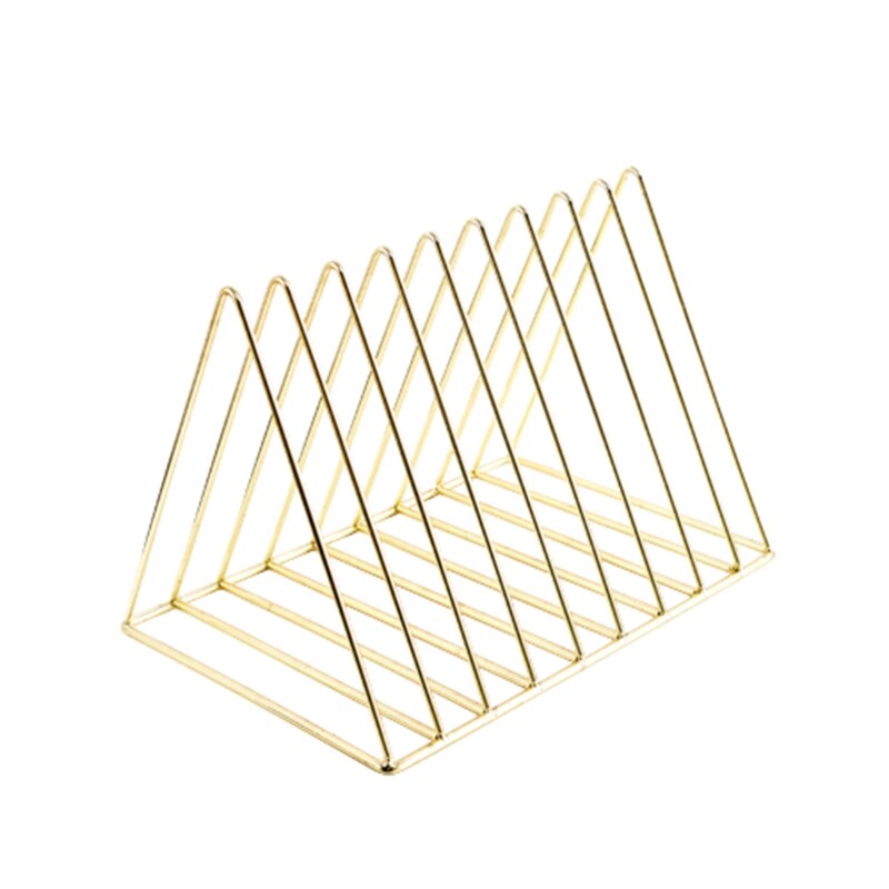 Metal Iron Storage LP Record Rack Triangle Shaped Book Magzine Holder Multifunction Desk Record Home Office Organizer: 2-L
