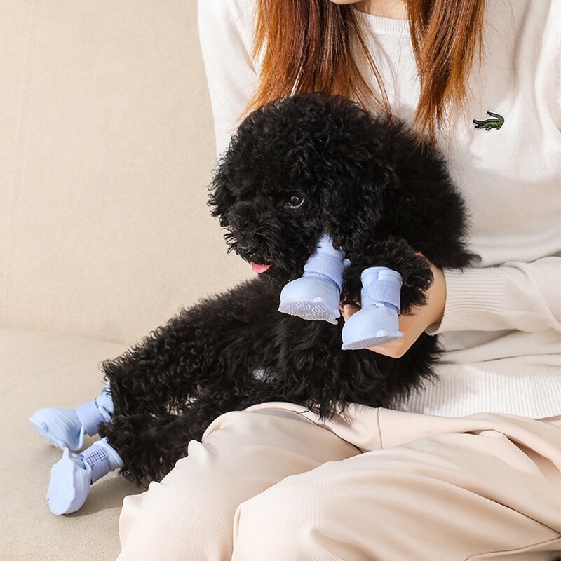 Puppy Schoenen Hond Regen Laarzen Waterdicht Antislip Comfortabele Regen Schoenen Leuke Outdoor Zachte Siliconen Schoenen Voet Set chihuahua