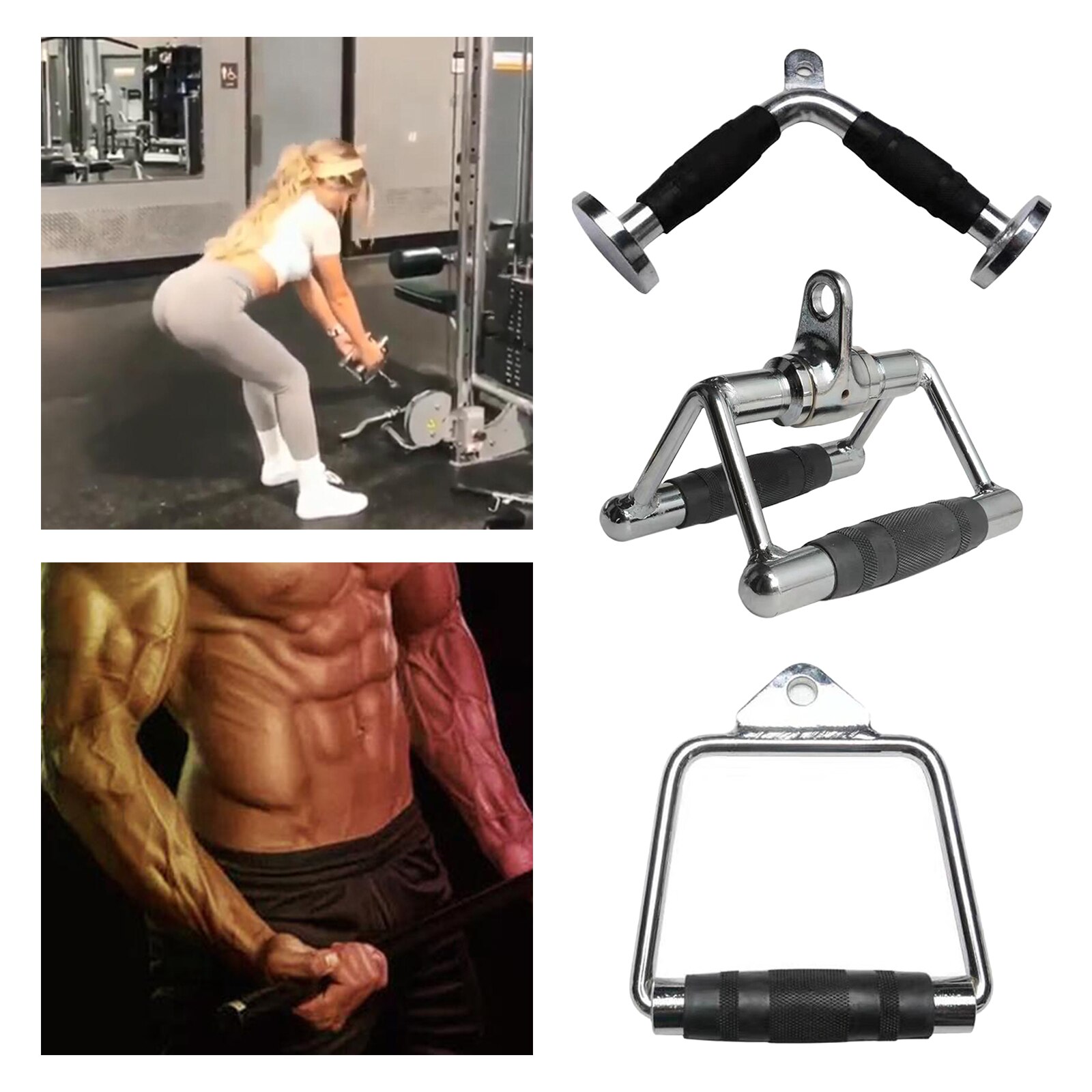 Gym Attachment Handle Cable System V-Shaped Bar Multigym Double D Row Handle