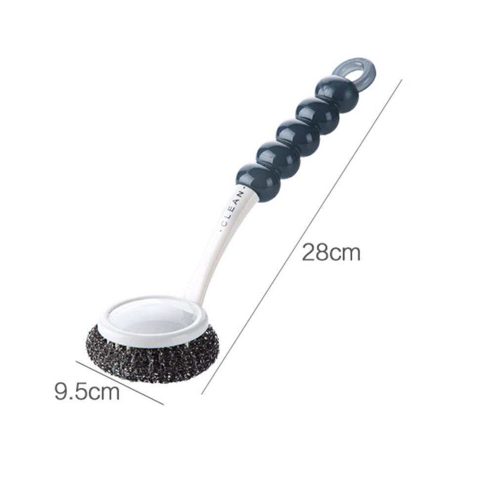 Kitchen Cleaning Brush Steel Wool with Handle Scrubbers Wash Steel Wire Ball Pan Pot Bowl Dish Brush Cleaning Tools