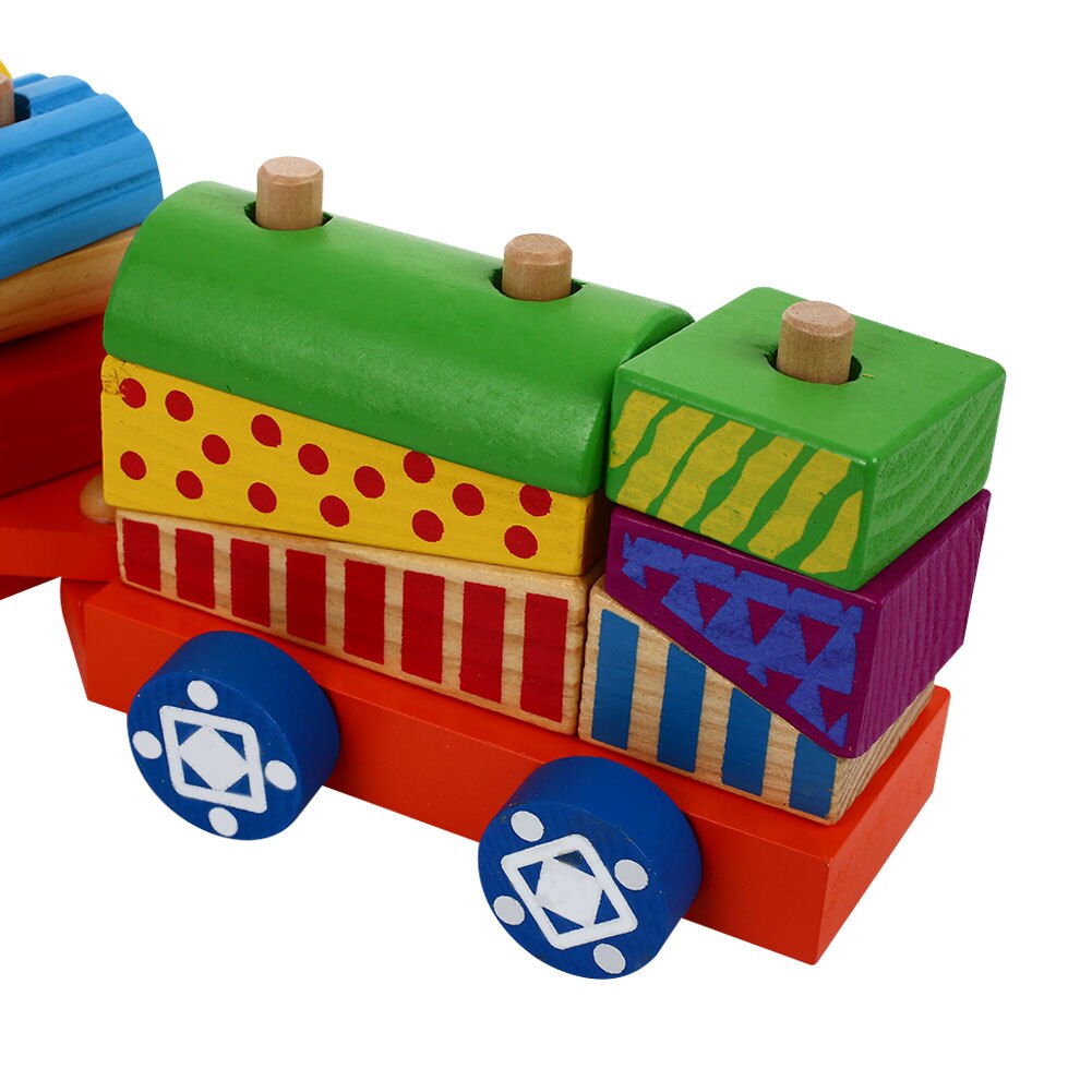 Kleurrijke trein rollenspel speelset decoratie accessoires houten kinderen 17- delig